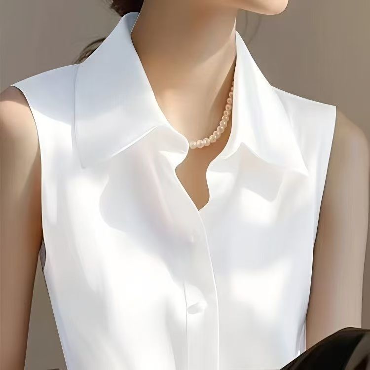 French Satin POLO Collar Sleev - Shirt Camp Collar recension och pris