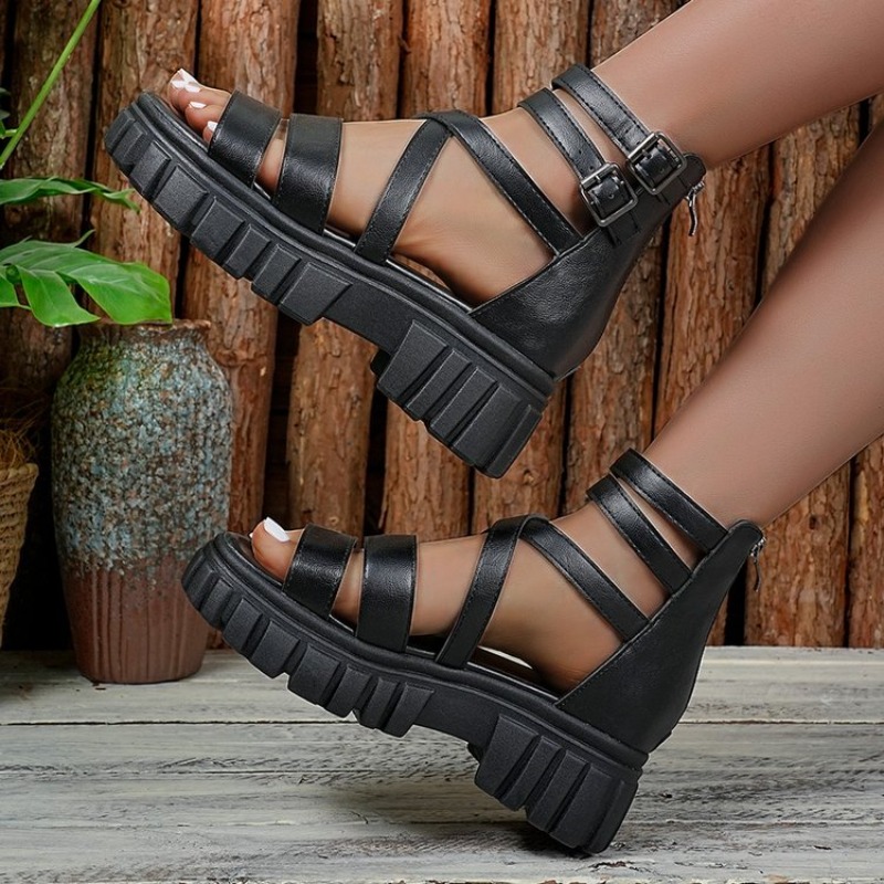Roman Style Hollow Thick Heel  - Espadrille Slip On recension och pris